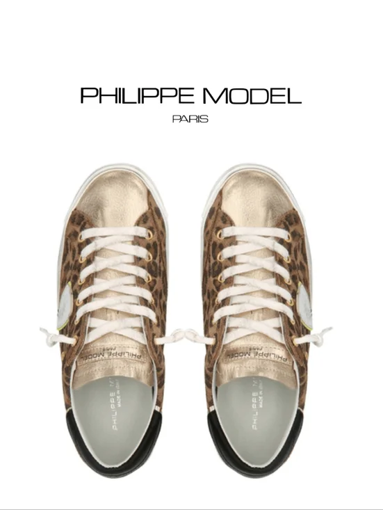 Philippe Model - Women Prsx Sneakers - Animalier Leo - Beige - Size 8 US - Picture 3 of 8